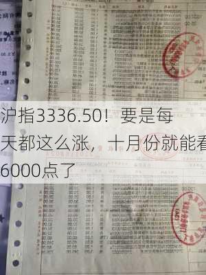 沪指3336.50！要是每天都这么涨，十月份就能看到6000点了