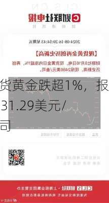 现货黄金跌超1%，报2631.29美元/盎司