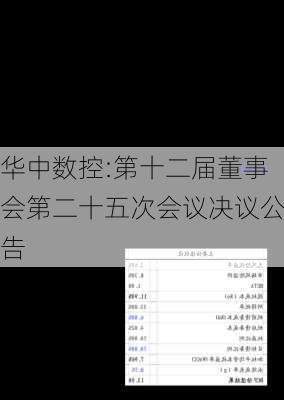 华中数控:第十二届董事会第二十五次会议决议公告
