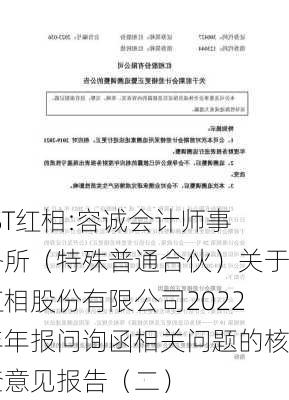 *ST红相:容诚会计师事务所（特殊普通合伙）关于红相股份有限公司2022年年报问询函相关问题的核查意见报告（二）