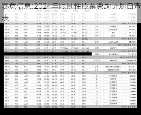 赛意信息:2024年限制性股票激励计划自查表