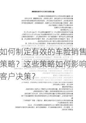 如何制定有效的车险销售策略？这些策略如何影响客户决策？