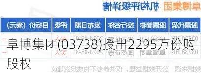 阜博集团(03738)授出2295万份购股权