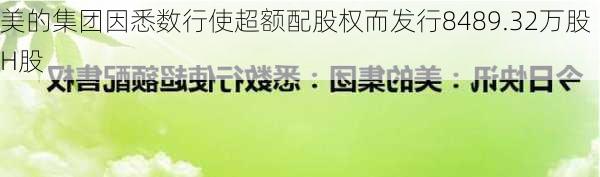 美的集团因悉数行使超额配股权而发行8489.32万股H股