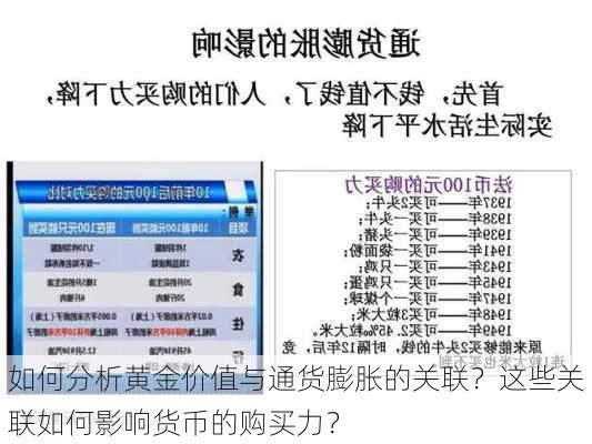 如何分析黄金价值与通货膨胀的关联？这些关联如何影响货币的购买力？