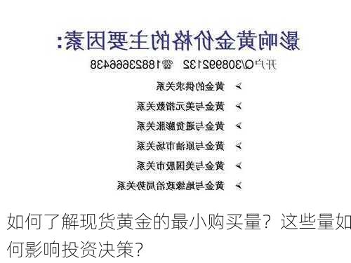 如何了解现货黄金的最小购买量？这些量如何影响投资决策？