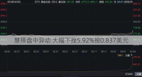 慧择盘中异动 大幅下挫5.92%报0.837美元