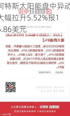 阿特斯太阳能盘中异动 大幅拉升5.52%报15.86美元