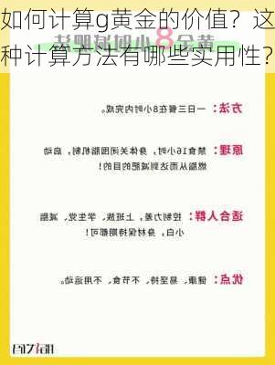 如何计算g黄金的价值？这种计算方法有哪些实用性？