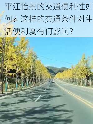 平江怡景的交通便利性如何？这样的交通条件对生活便利度有何影响？