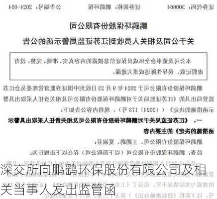 深交所向鹏鹞环保股份有限公司及相关当事人发出监管函