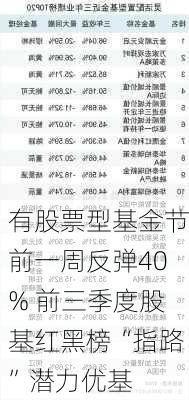 有股票型基金节前一周反弹40% 前三季度股基红黑榜“指路”潜力优基