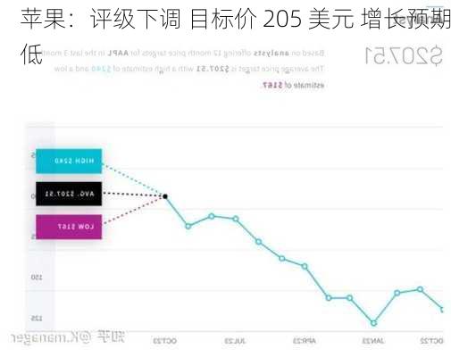 苹果：评级下调 目标价 205 美元 增长预期低