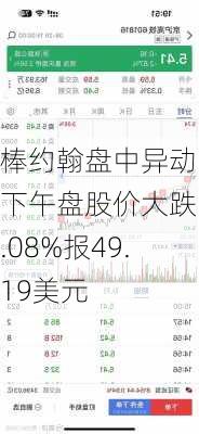 棒约翰盘中异动 下午盘股价大跌5.08%报49.19美元