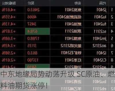 中东地缘局势动荡升级 SC原油、燃料油期货涨停！