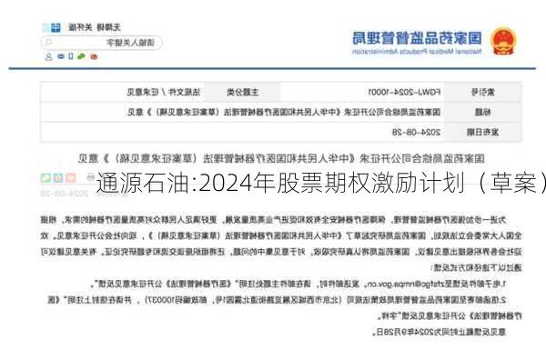 通源石油:2024年股票期权激励计划（草案）