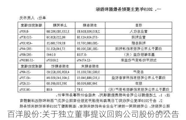 百洋股份:关于独立董事提议回购公司股份的公告