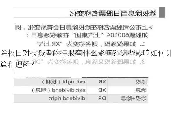 除权日对投资者的持股有什么影响？这些影响如何计算和理解？