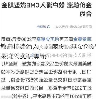 散户持续涌入，印度股票基金创纪录流入30亿美元