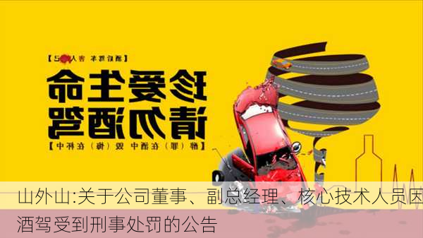 山外山:关于公司董事、副总经理、核心技术人员因酒驾受到刑事处罚的公告