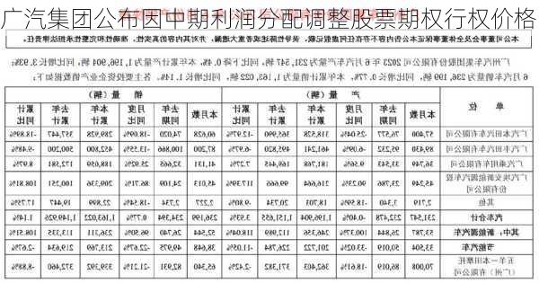 广汽集团公布因中期利润分配调整股票期权行权价格