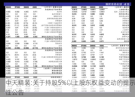 中天精装:关于持股5%以上股东权益变动的提示性公告