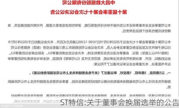 ST特信:关于董事会换届选举的公告