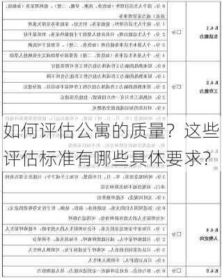 如何评估公寓的质量？这些评估标准有哪些具体要求？