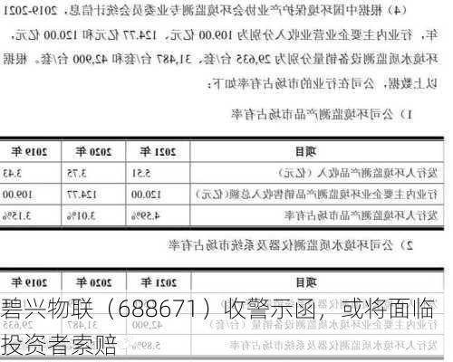 碧兴物联（688671）收警示函，或将面临投资者索赔