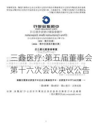 三鑫医疗:第五届董事会第十六次会议决议公告