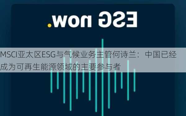 MSCI亚太区ESG与气候业务主管何诗兰：中国已经成为可再生能源领域的主要参与者