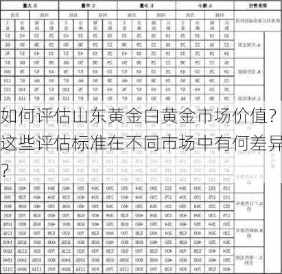 如何评估山东黄金白黄金市场价值？这些评估标准在不同市场中有何差异？