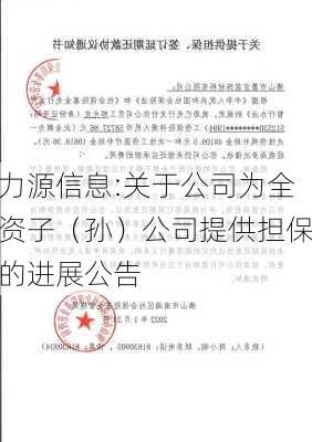 力源信息:关于公司为全资子（孙）公司提供担保的进展公告