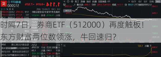 时隔7日，券商ETF（512000）再度触板！东方财富两位数领涨，牛回速归？