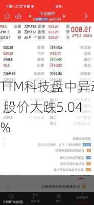 TTM科技盘中异动 股价大跌5.04%