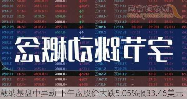 戴纳基盘中异动 下午盘股价大跌5.05%报33.46美元