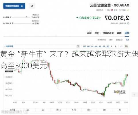 黄金“新牛市”来了？越来越多华尔街大佬看高至3000美元！