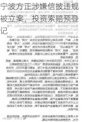 宁波方正涉嫌信披违规被立案，投资索赔预登记