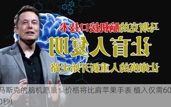 马斯克的脑机愿景：价格将比肩苹果手表 植入仅需600秒！