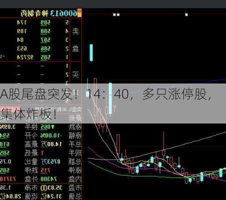 A股尾盘突发！14：40，多只涨停股，集体炸板！