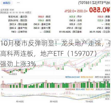 10月楼市反弹明显！龙头地产走强，张江高科两连板，地产ETF（159707）强劲上涨3%