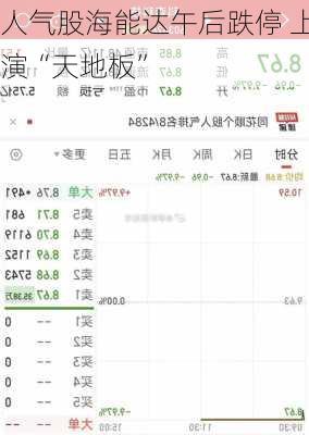 人气股海能达午后跌停 上演“天地板”