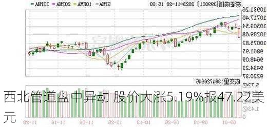 西北管道盘中异动 股价大涨5.19%报47.22美元