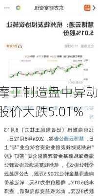 摩丁制造盘中异动 股价大跌5.01%