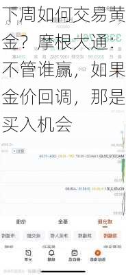 下周如何交易黄金？摩根大通：不管谁赢，如果金价回调，那是买入机会