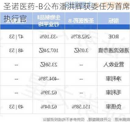 圣诺医药-B公布潘洪辉获委任为首席执行官