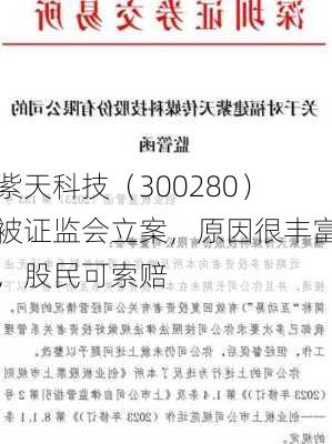 紫天科技（300280）被证监会立案，原因很丰富，股民可索赔