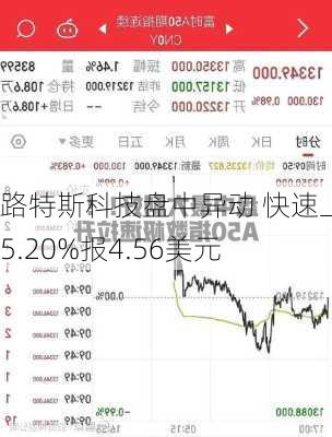 路特斯科技盘中异动 快速上涨5.20%报4.56美元