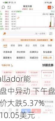 Hallador能源盘中异动 下午盘股价大跌5.37%报10.05美元