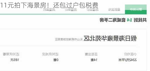 11元拍下海景房！还包过户包税费